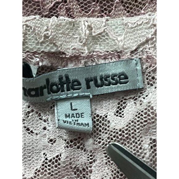 Charlotte Russe Y2K Crochet Lace Tunic Top Womens Large Pink Cottage Fairy Boho - Picture 6 of 10